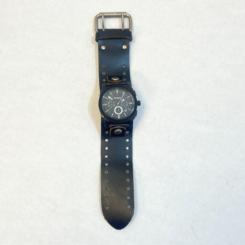 Men's FOSSIL Machine Watch w/Vintage Biker Style Band & New Battery VGC
